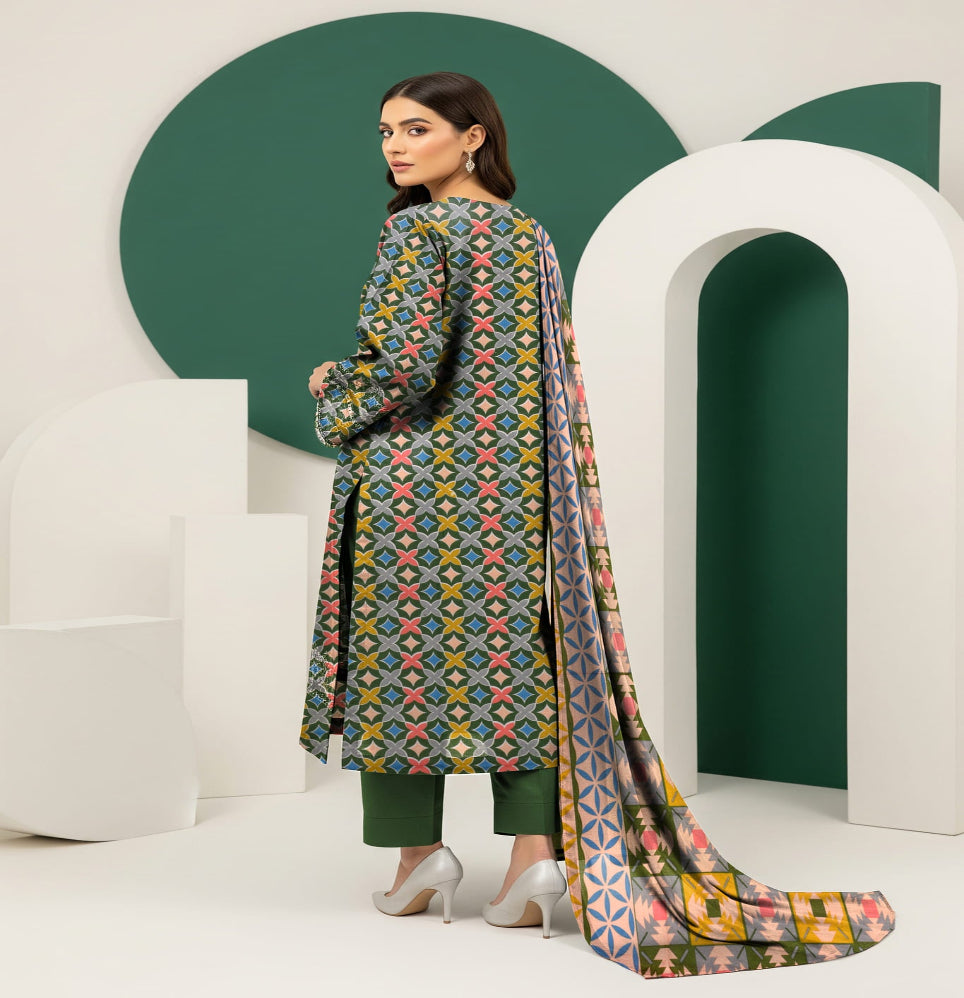 Unstitched Printed Lawn 3 Piece