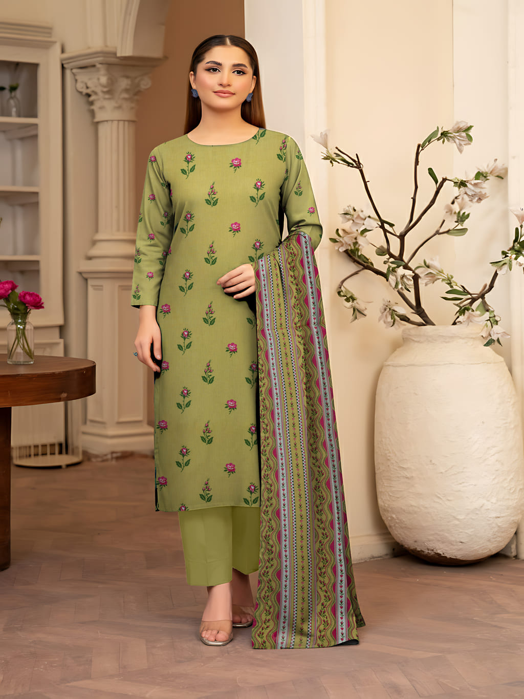 Unstitched Printed Lawn 3 Piece