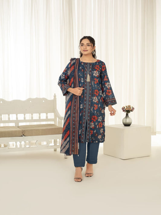 Unstitched Printed Lawn 3 Piece