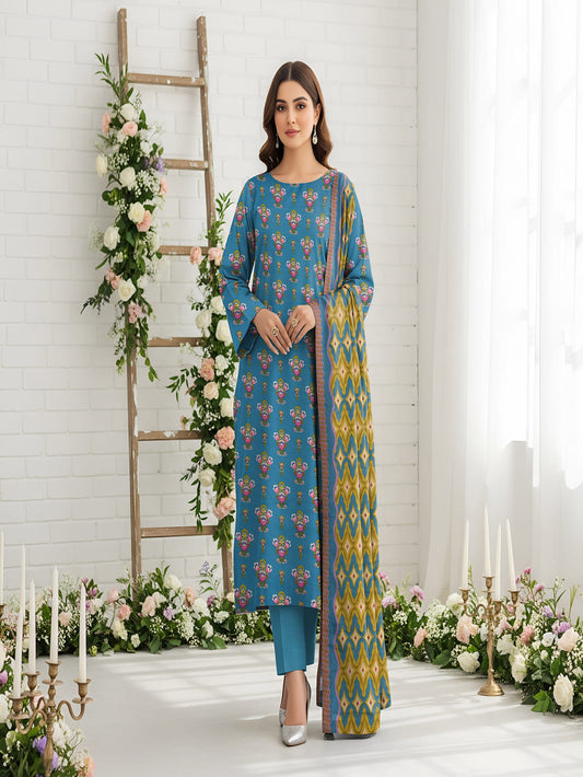Unstitched Printed Lawn 3 Piece