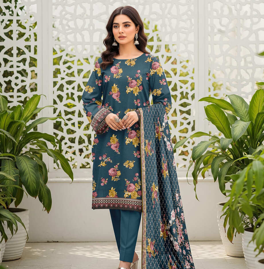 Unstitched Printed Karandi 3 Piece