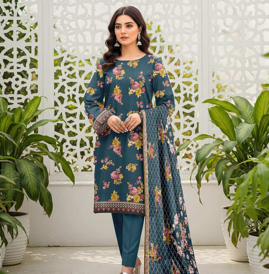 Unstitched Printed Karandi 3 Piece