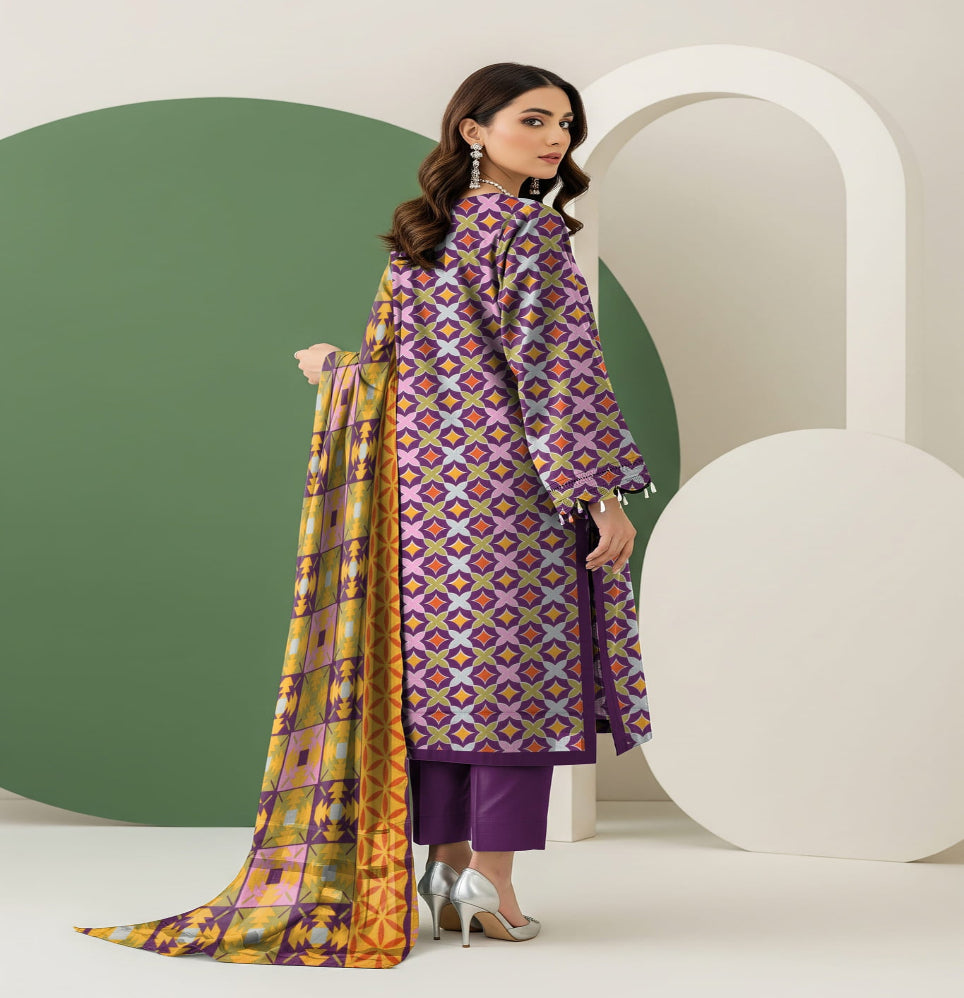 Unstitched Printed Lawn 3 Piece