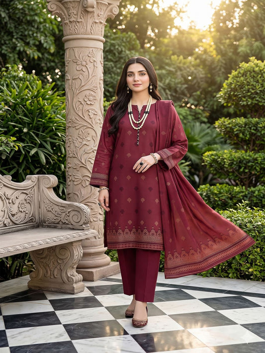 Jacquard Brosha Lawn 3 Piece Suit Unstitched