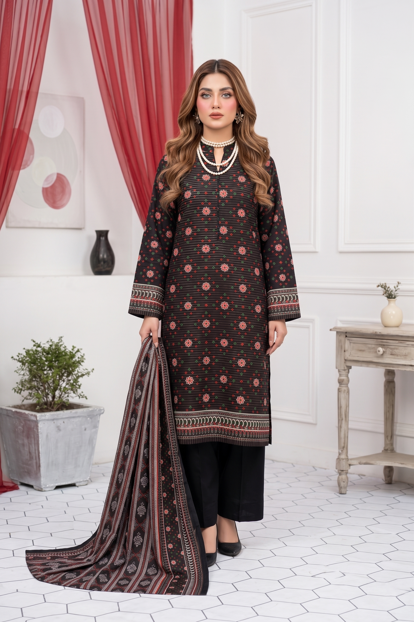 Unstitched Printed Lawn 3 Piece