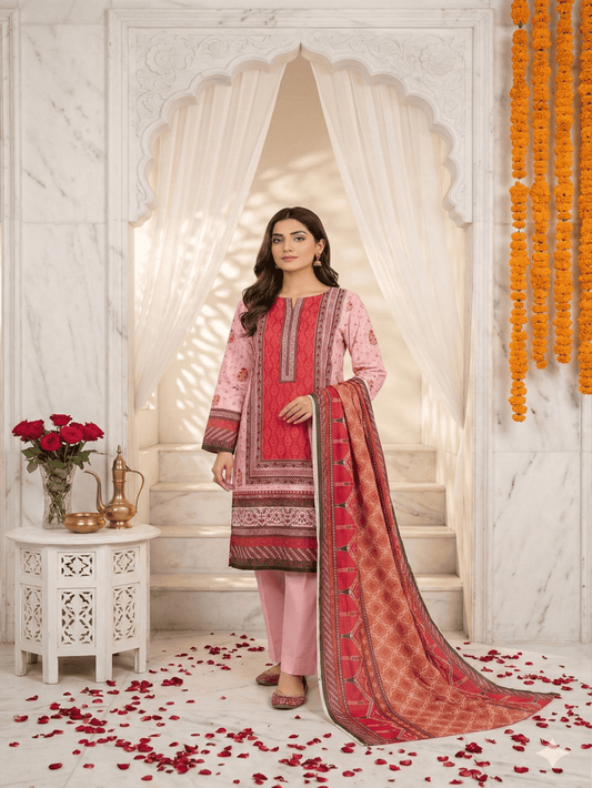 Unstitched Printed Lawn 3 Piece