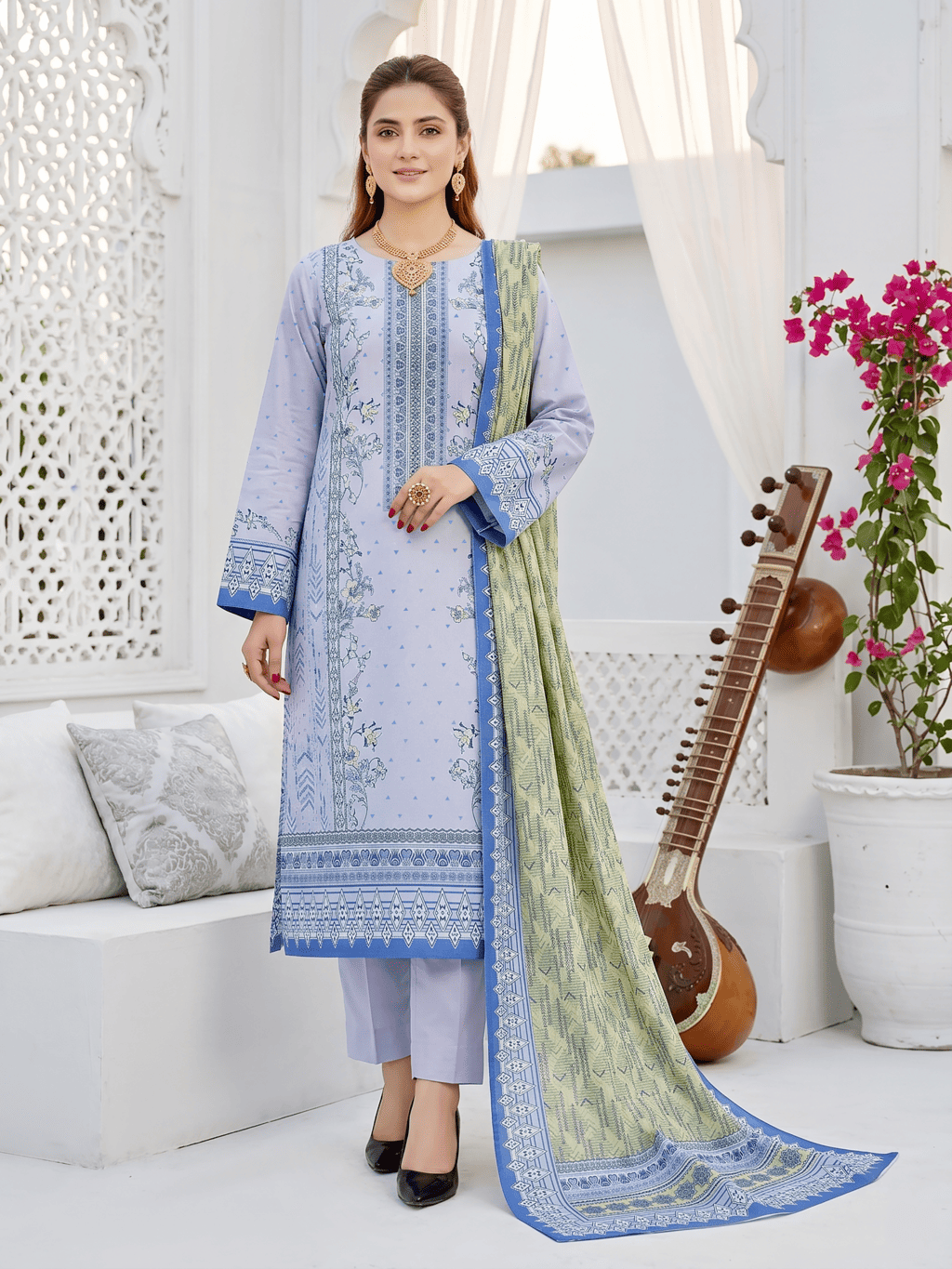 Unstitched Printed Lawn 3 Piece Suit