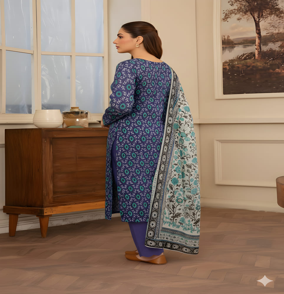 Unstitched Printed Lawn 3 Piece