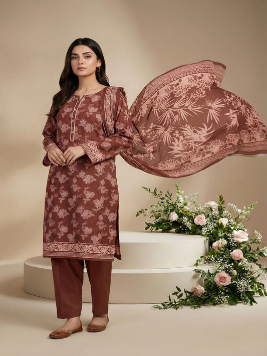 Unstitched Printed Lawn 3 Piece