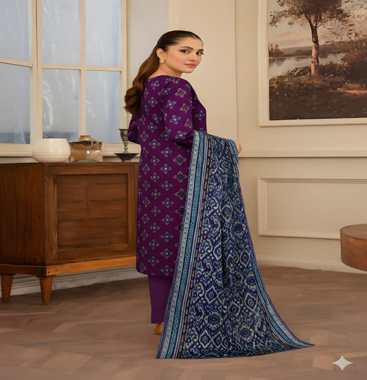 Unstitched Printed Lawn 3 Piece