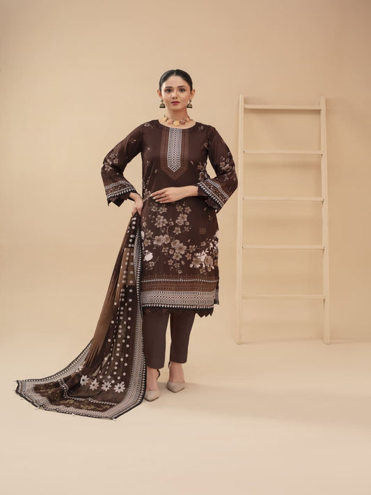 Unstitched Printed Lawn 3 Piece