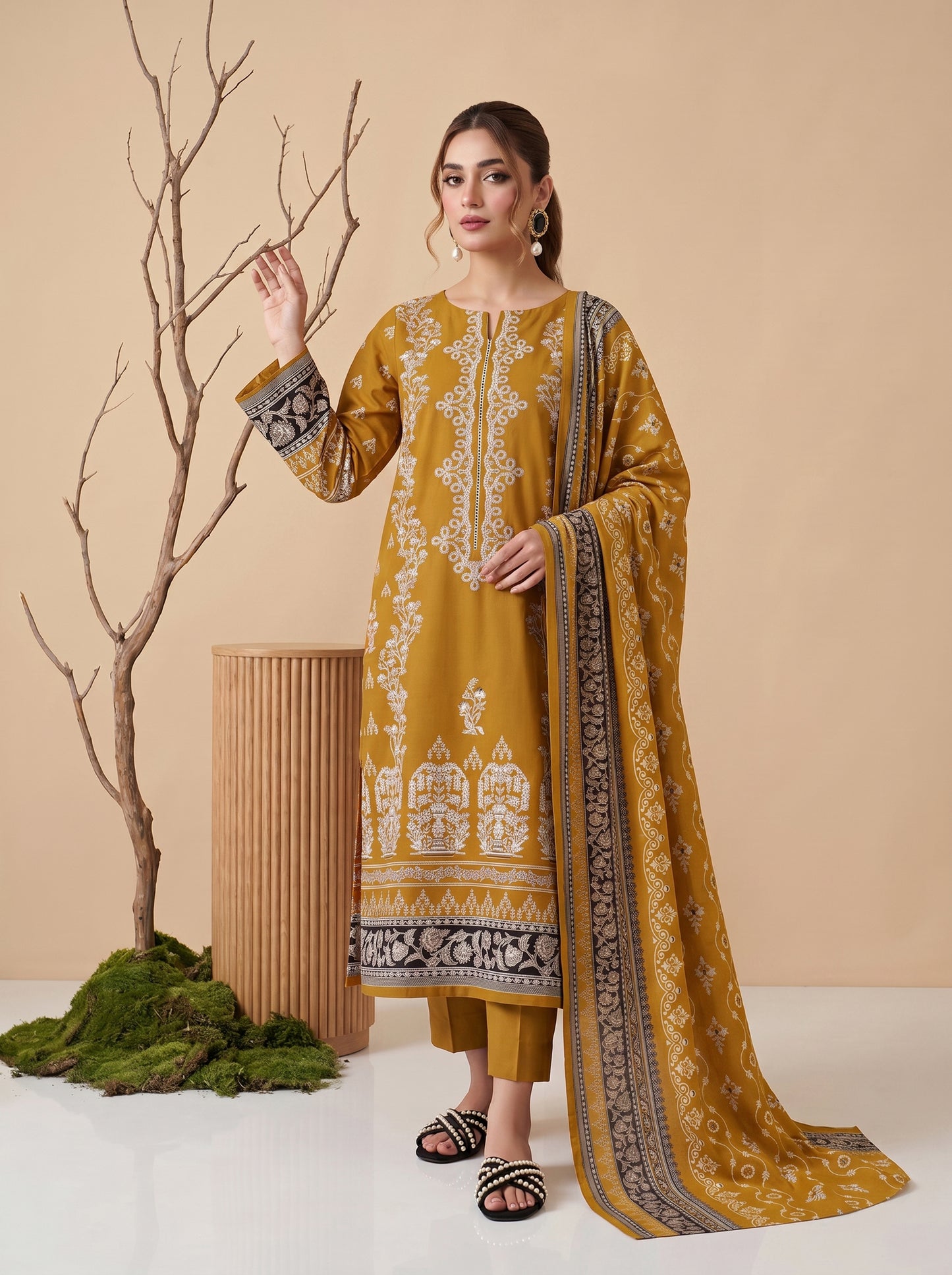 Unstitched Printed Lawn 3 Piece