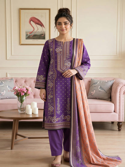 Unstitched Printed Lawn 3 Piece Suit