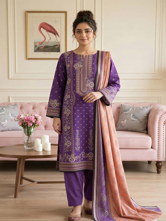 Unstitched Printed Lawn 3 Piece Suit