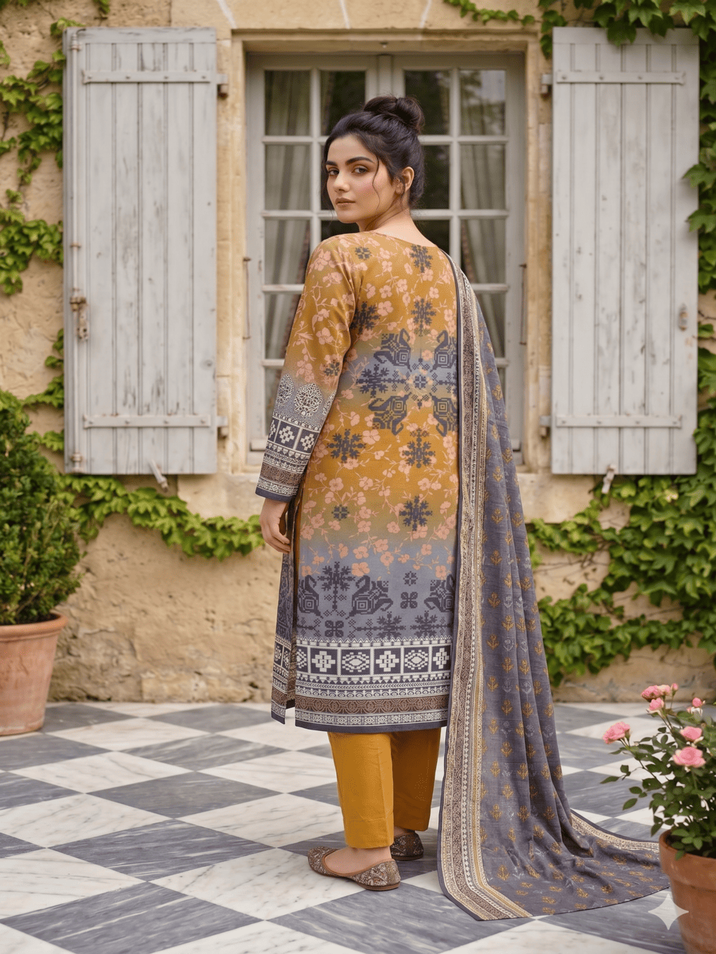 Unstitched Printed Lawn 3 Piece Suit