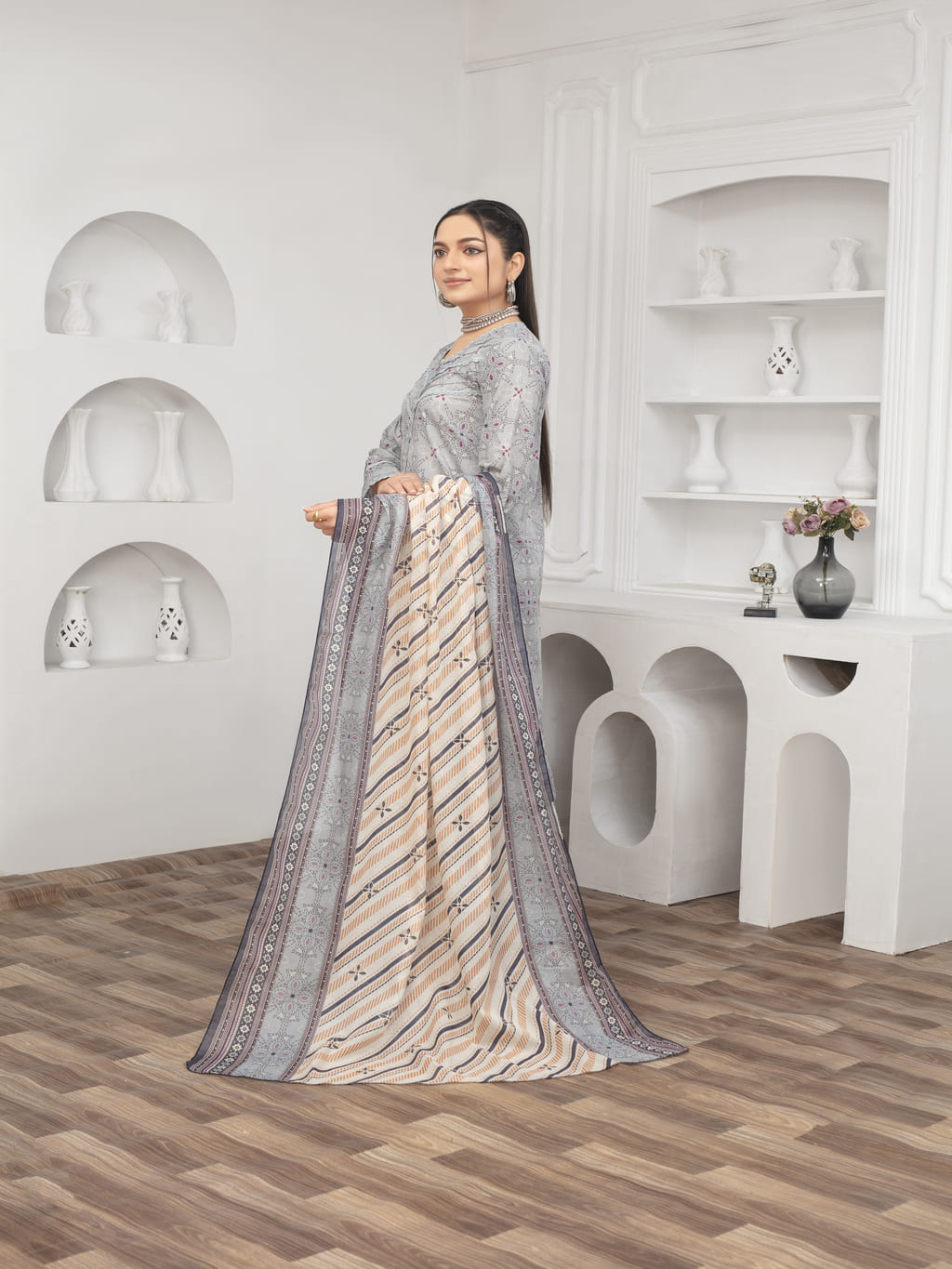 Unstitched Printed Lawn 3 Piece