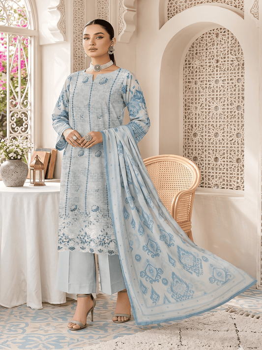 Unstitched Printed Lawn 3 Piece Suit