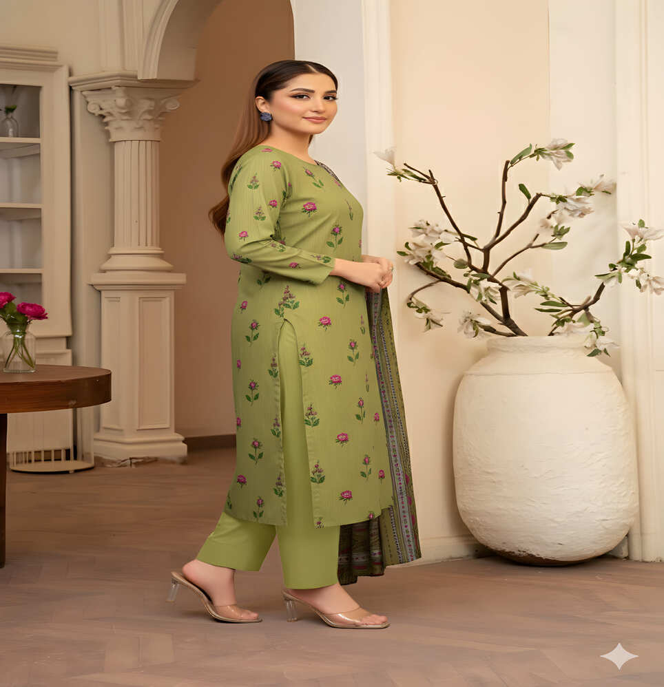 Unstitched Printed Lawn 3 Piece