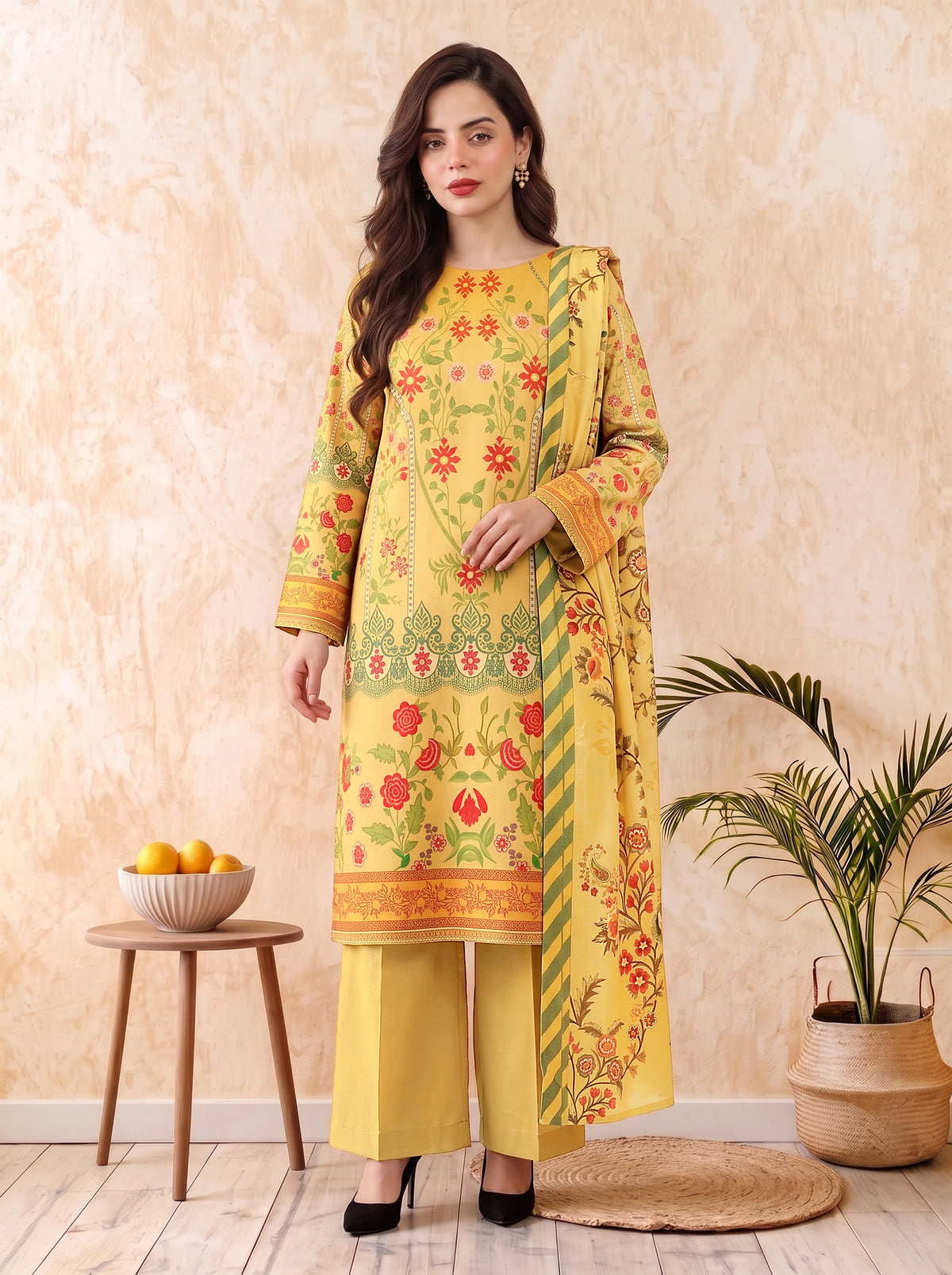 Areeqa Vol 2 Printed 3-Piece Suit (Design 1)