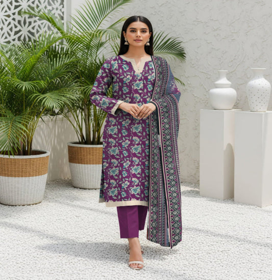 Unstitched Printed Lawn 3 Piece