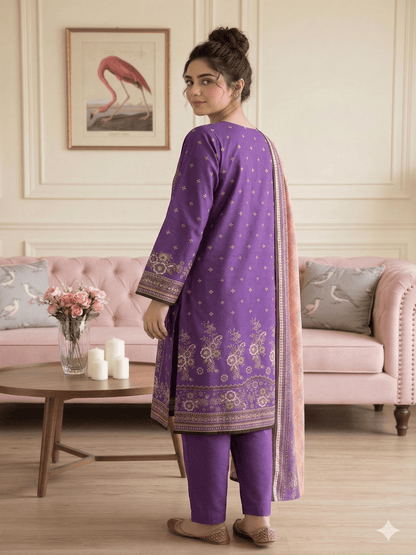 Unstitched Printed Lawn 3 Piece Suit