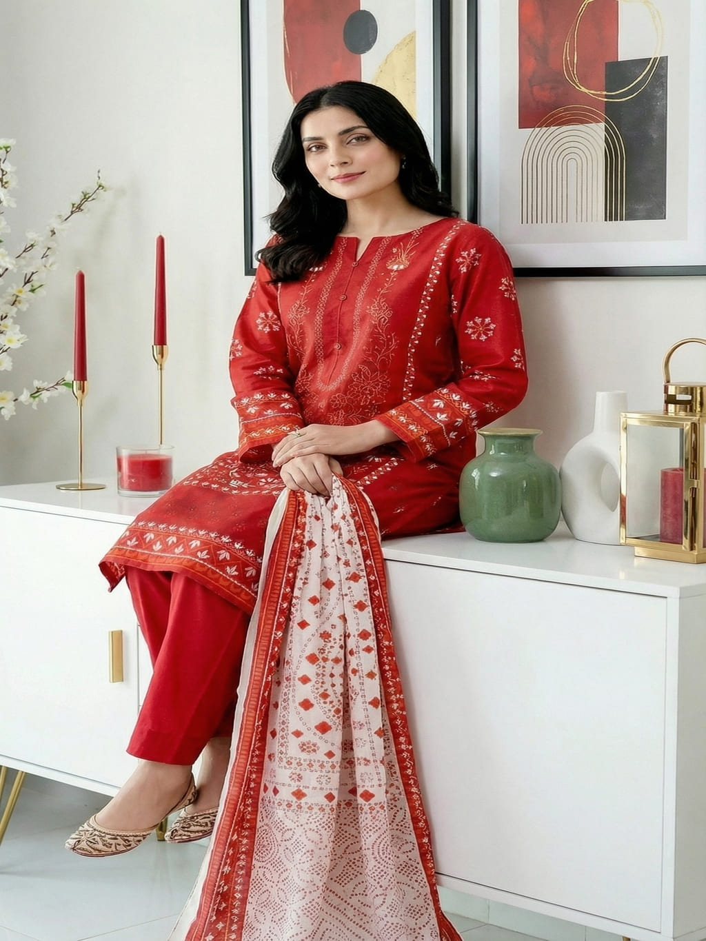 Unstitched Printed Lawn 3 Piece
