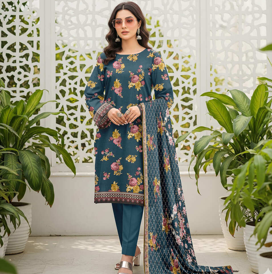 Unstitched Printed Linen Wool 3 Piece