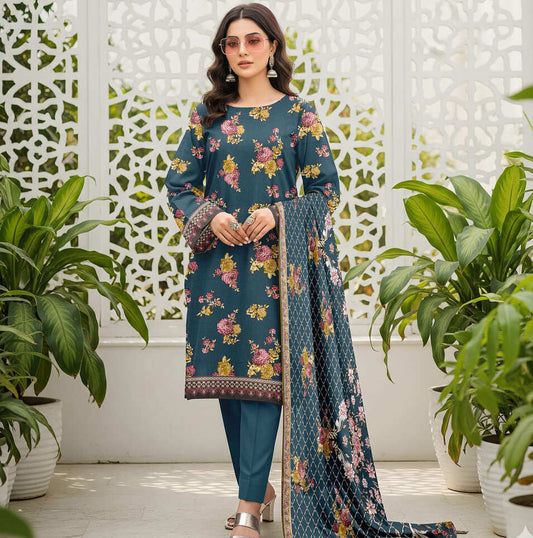 Unstitched Printed Linen Wool 3 Piece