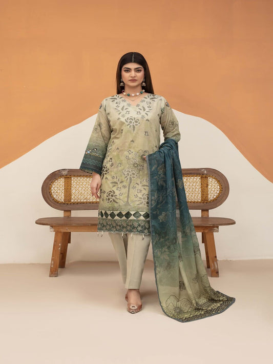 Unstitched Printed Lawn 3 Piece