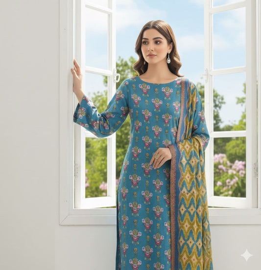 Unstitched Printed Lawn 3 Piece