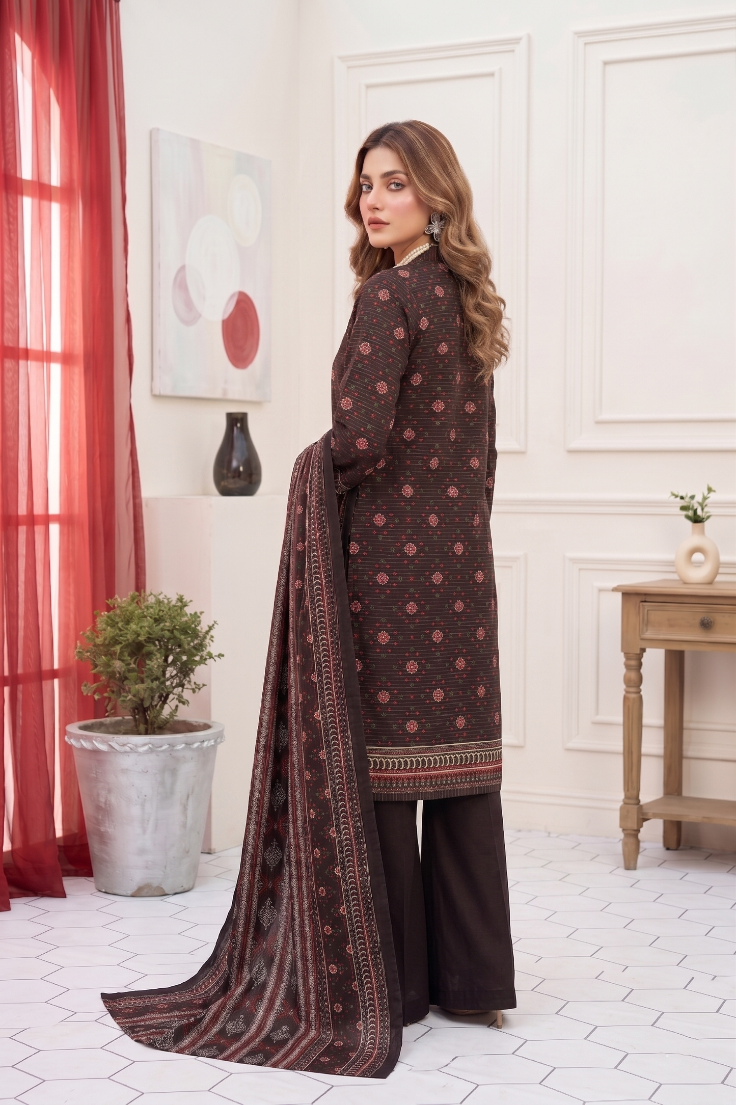 Unstitched Printed Lawn 3 Piece
