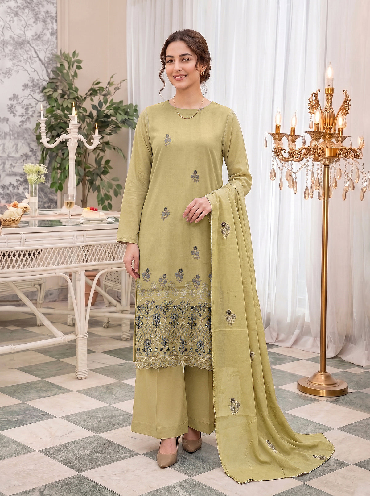 Abraj – 3 Piece Embroidered Suit