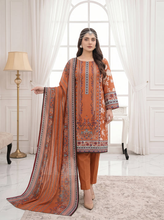 Unstitched Printed Lawn 3 Piece