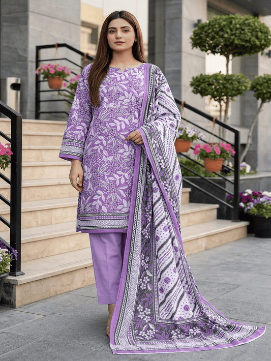 Unstitched Printed Lawn 3 Piece Suit