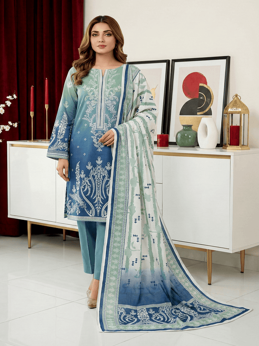 Unstitched Printed Lawn 3 Piece