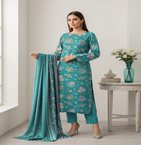 Unstitched Printed Lawn 3 Piece