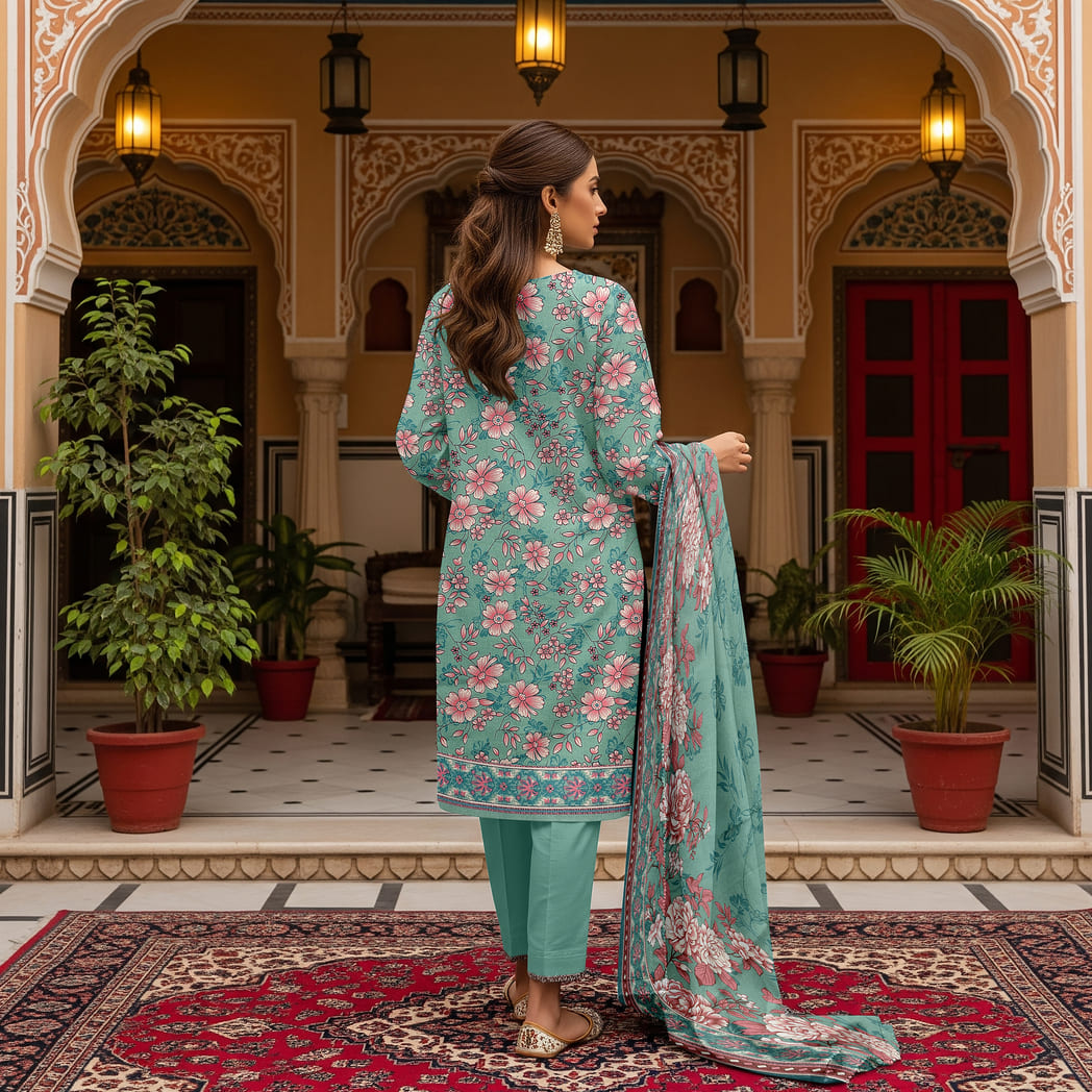 Unstitched Printed Karandi 3 Piece