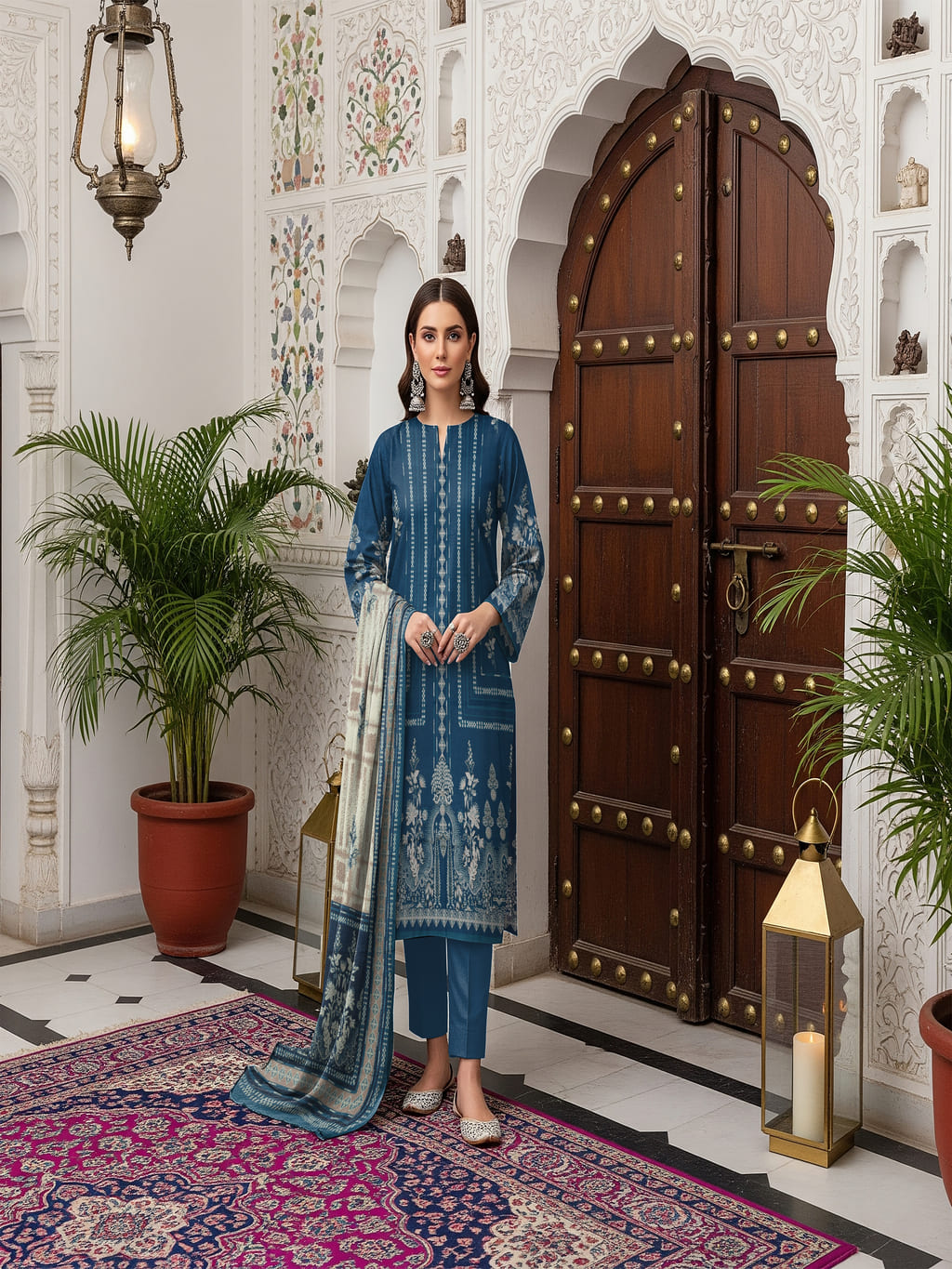 Unstitched Printed Lawn 3 Piece