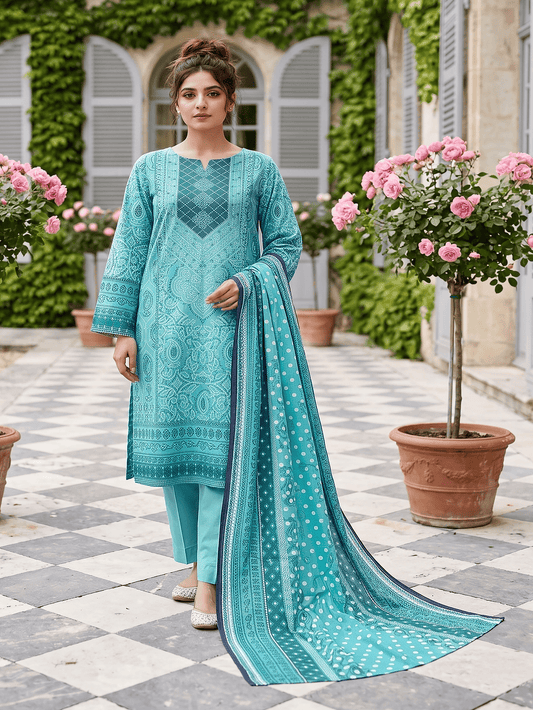 Unstitched Printed Lawn 3 Piece Suit