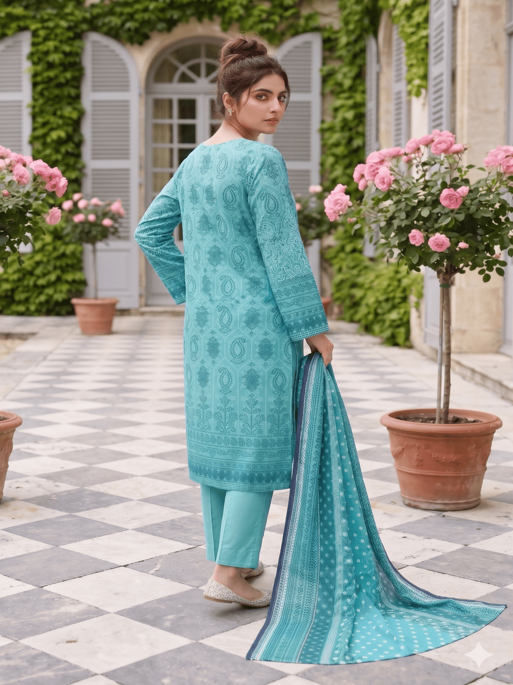 Unstitched Printed Lawn 3 Piece Suit