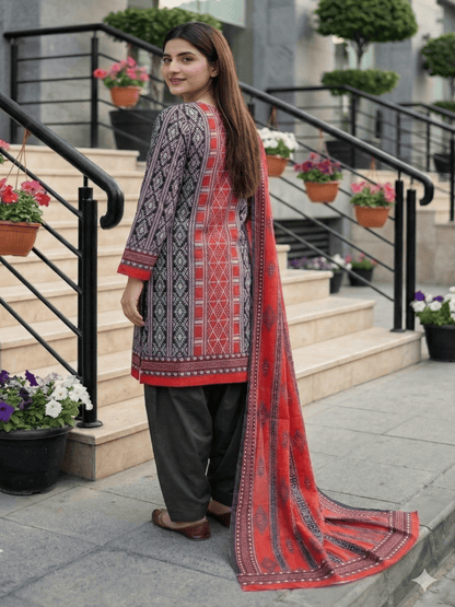 Unstitched Printed Lawn 3 Piece Suit