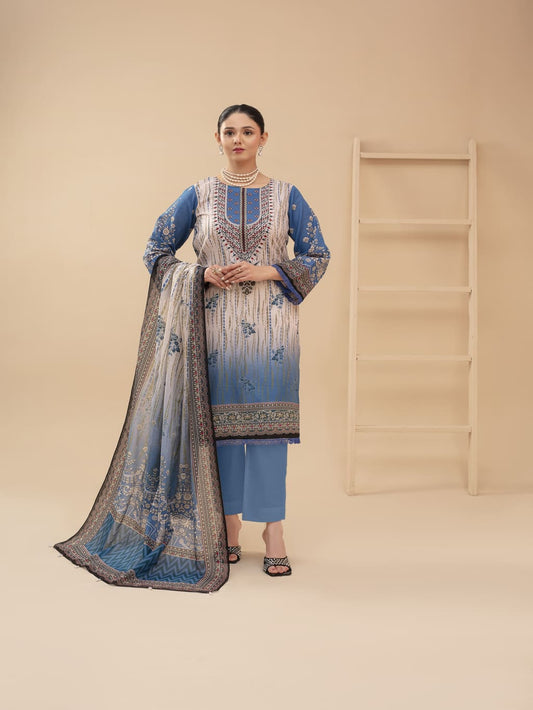 Unstitched Printed Lawn 3 Piece
