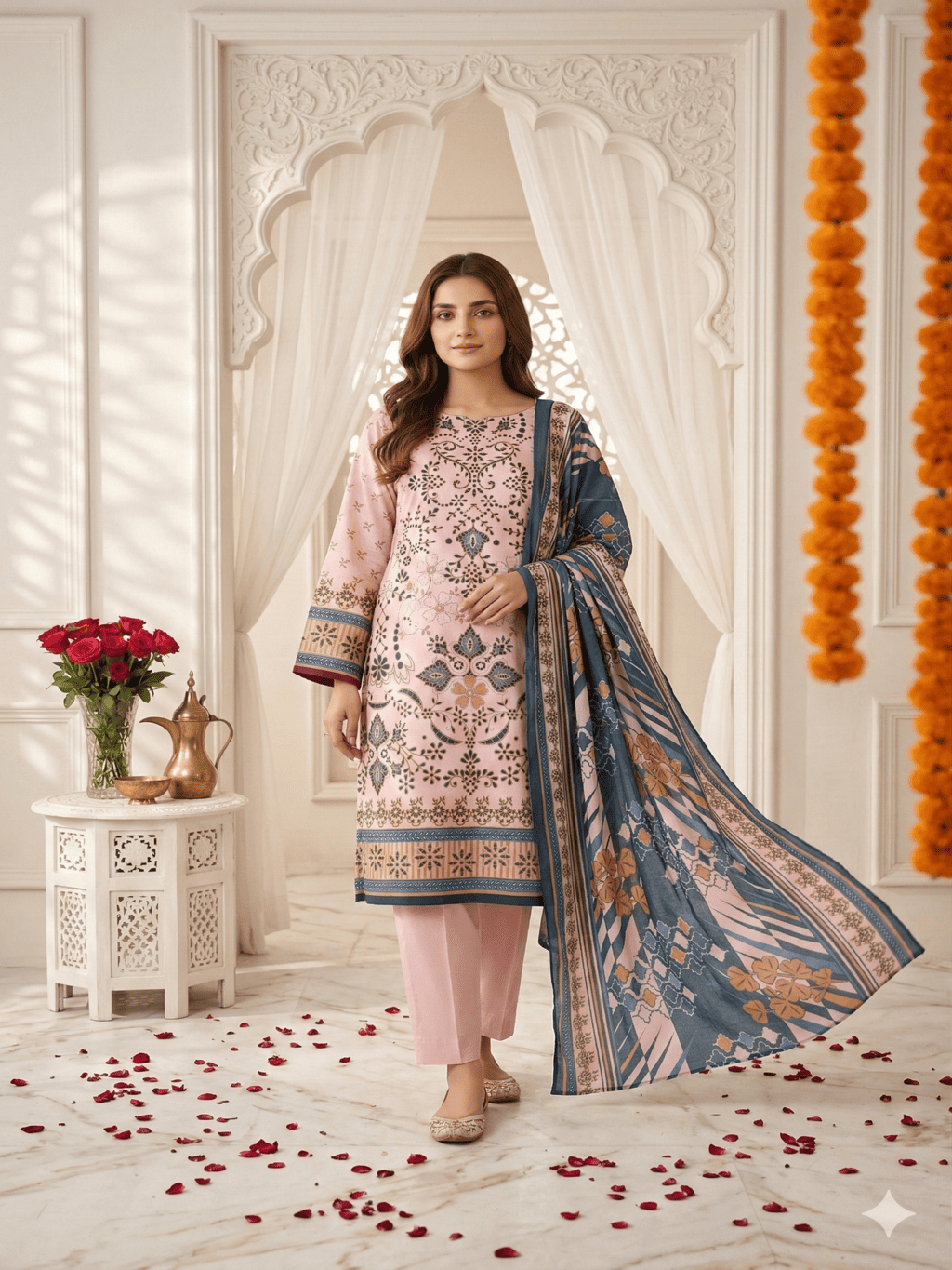 Unstitched Printed Lawn 3 Piece