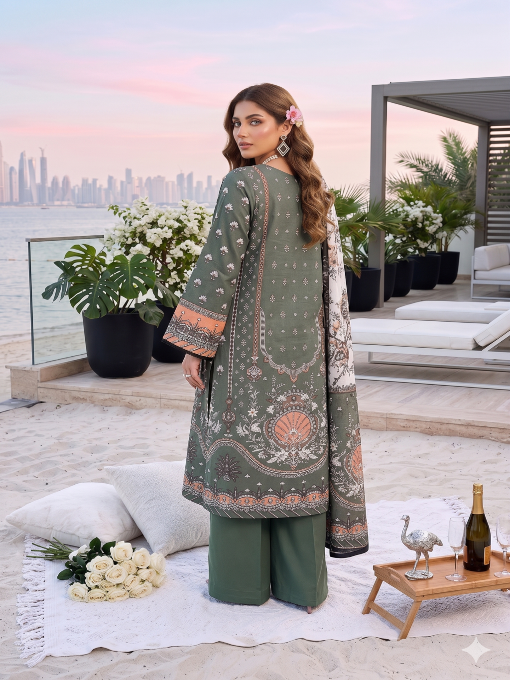 Unstitched Printed Lawn 3 Piece Suit