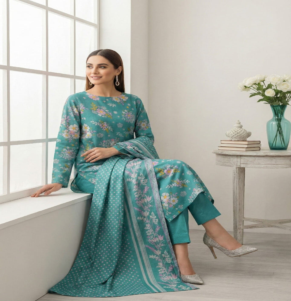 Unstitched Printed Lawn 3 Piece