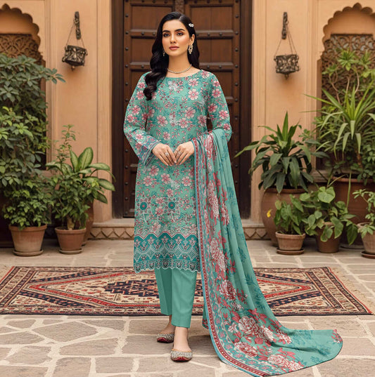 Unstitched Printed Karandi 3 Piece