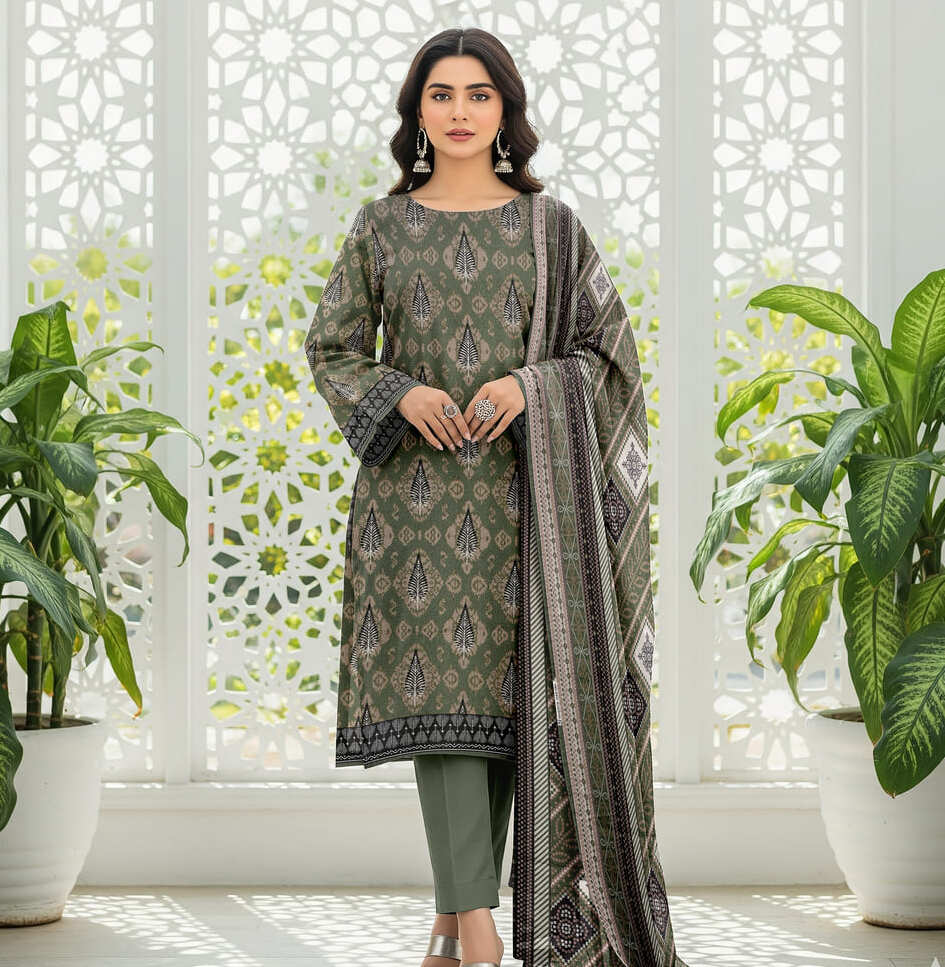 Unstitched Printed Karandi 3 Piece