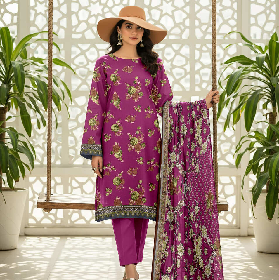 Unstitched Printed Linen Wool 3 Piece