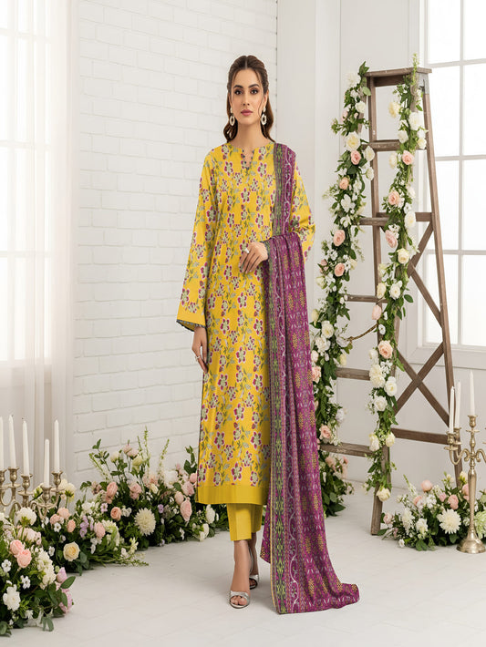 Unstitched Printed Lawn 3 Piece
