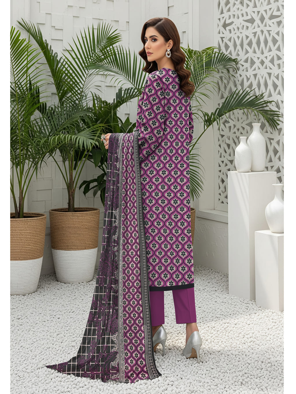 Unstitched Printed Lawn 3 Piece